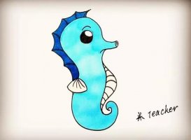 海洋生物海馬簡筆畫