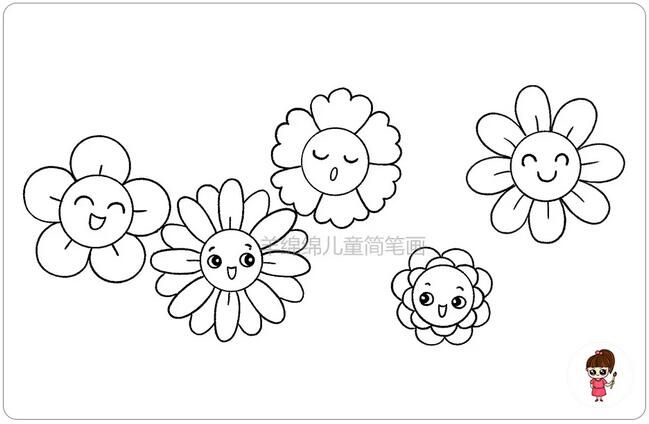 花園里的花朵簡筆畫步驟圖片