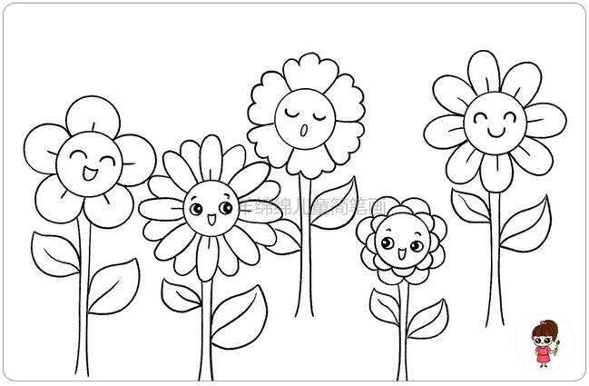 花園里的花朵簡筆畫步驟圖片