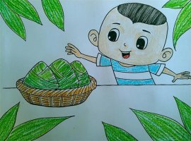 端午節(jié)吃粽子簡筆畫兒童畫