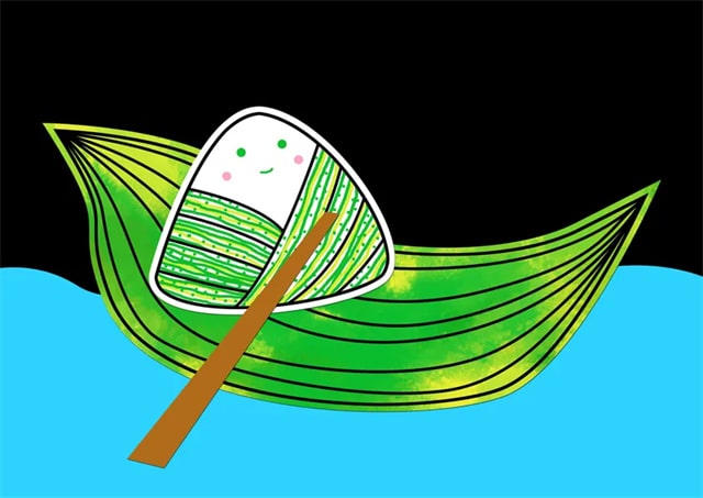 端午節(jié)簡(jiǎn)筆畫兒童畫《粽子賽龍舟》