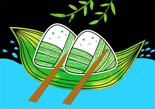 端午節(jié)簡(jiǎn)筆畫兒童畫《粽子賽龍舟》