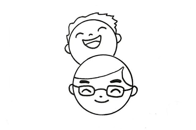 父親節(jié)簡(jiǎn)筆畫，快樂(lè)的父子倆