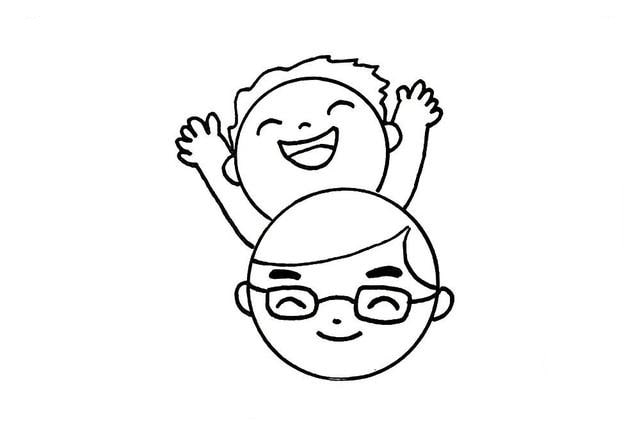 父親節(jié)簡(jiǎn)筆畫，快樂(lè)的父子倆