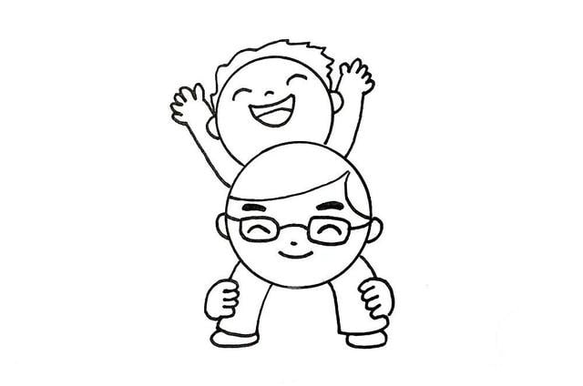 父親節(jié)簡(jiǎn)筆畫，快樂(lè)的父子倆