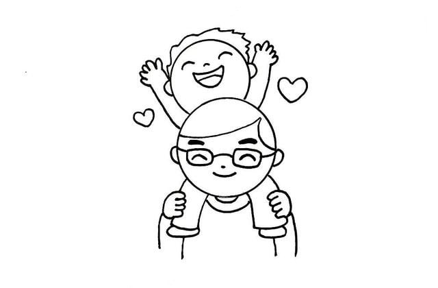 父親節(jié)簡(jiǎn)筆畫，快樂(lè)的父子倆