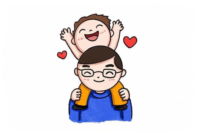 父親節(jié)簡(jiǎn)筆畫，快樂(lè)的父子倆