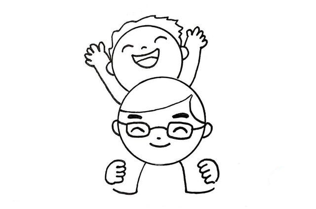 父親節(jié)簡(jiǎn)筆畫，快樂(lè)的父子倆