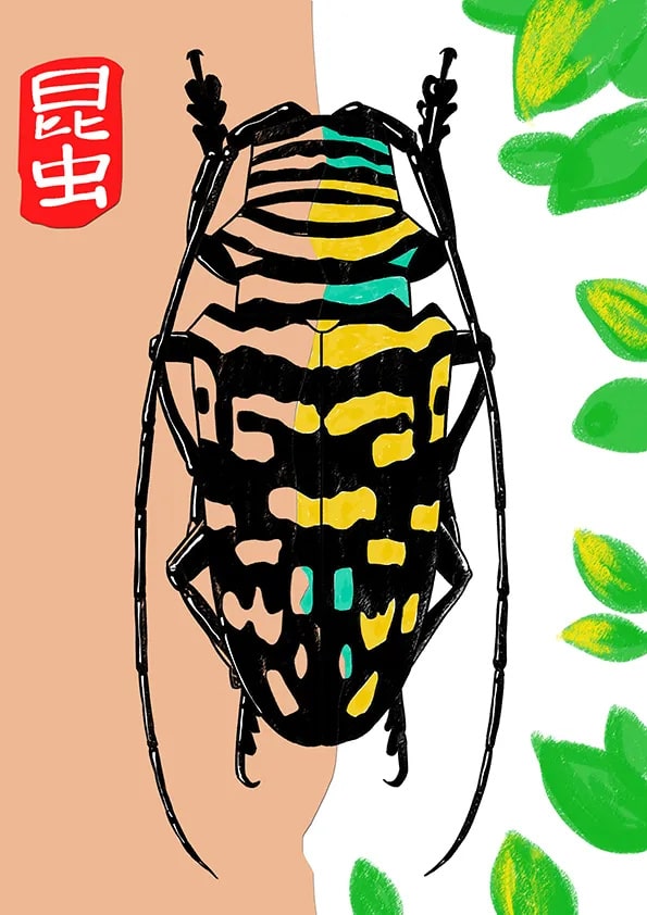 昆蟲題材少兒美術(shù)課程《彩色天牛》