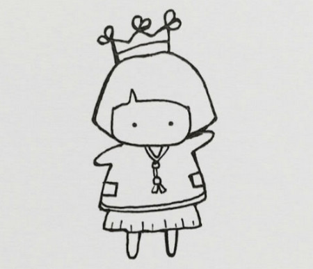 卡通小女孩簡筆畫圖片