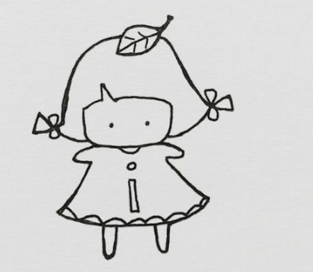 卡通小女孩簡筆畫圖片