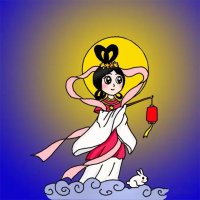 中秋節(jié)嫦娥奔月簡筆畫步驟圖片