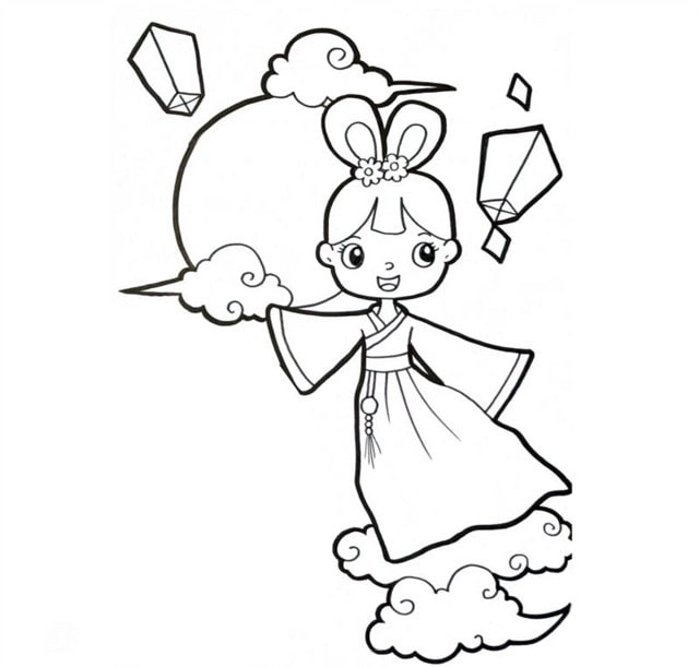 嫦娥玉兔簡筆畫怎么畫