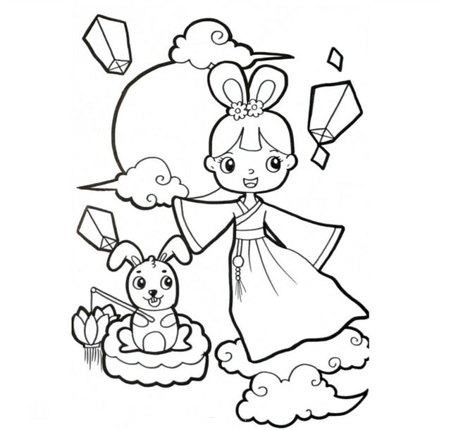 嫦娥玉兔簡筆畫怎么畫
