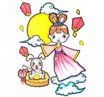 嫦娥玉兔簡筆畫怎么畫