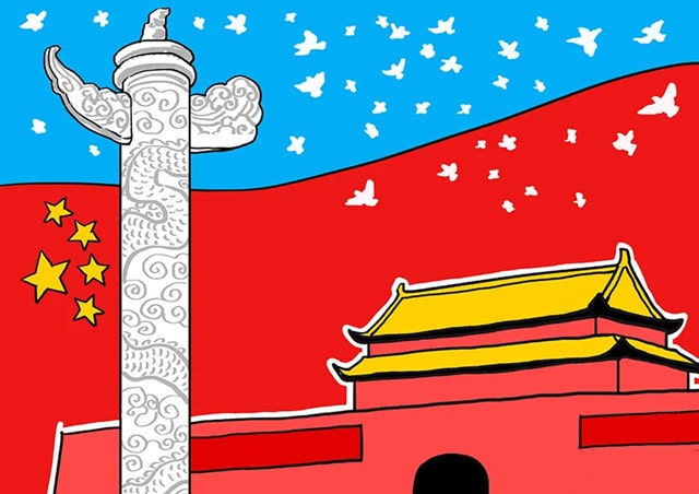 國慶節(jié)主題畫兒童繪畫《一群白鴿》