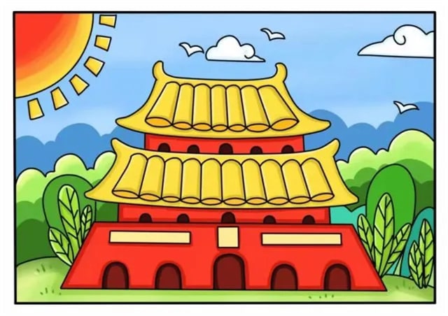 國(guó)慶節(jié)天安門兒童畫簡(jiǎn)單又漂亮
