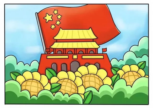 國(guó)慶節(jié)天安門兒童畫作品怎么畫