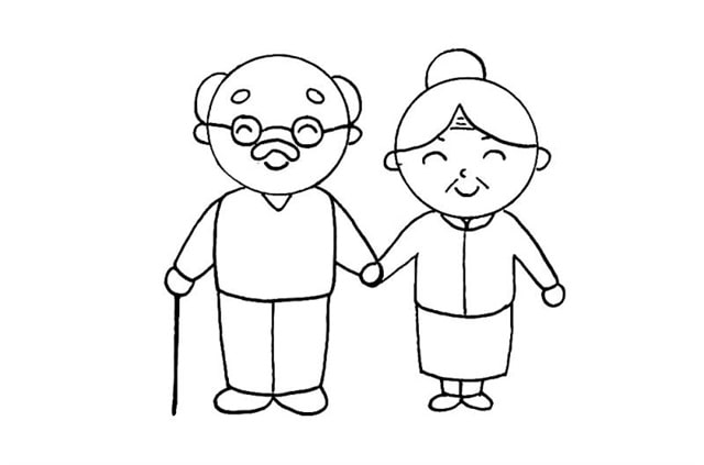 重陽節(jié)爺爺奶奶簡筆畫怎么畫