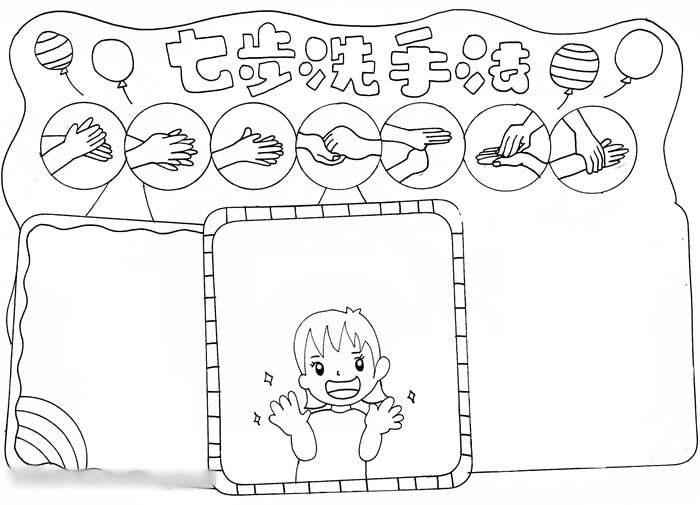七步洗手法手抄報