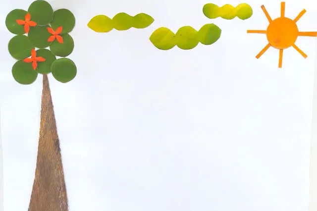 兒童樹(shù)葉粘貼畫(huà)大自然風(fēng)景畫(huà)