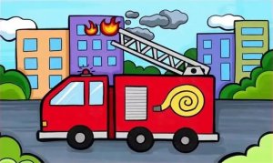 勇敢的消防車簡(jiǎn)筆畫教程圖片