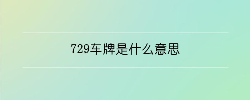 729車牌是什么意思