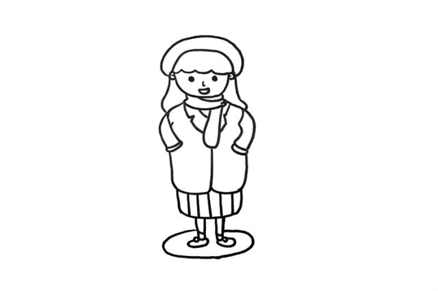冬天漂亮小女孩簡(jiǎn)筆畫(huà)畫(huà)法步驟