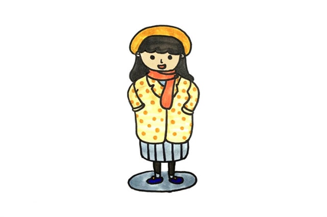 冬天漂亮小女孩簡(jiǎn)筆畫(huà)畫(huà)法步驟