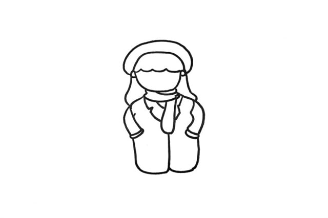 冬天漂亮小女孩簡(jiǎn)筆畫(huà)畫(huà)法步驟