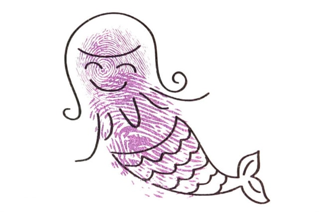 手指畫美人魚畫法