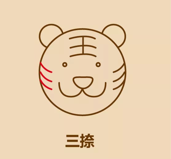 幾筆畫出小老虎頭像簡筆畫
