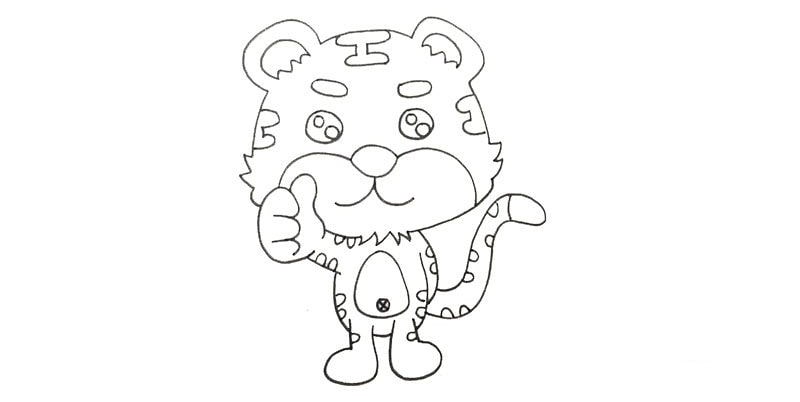 豎大拇指的老虎簡(jiǎn)筆畫(huà)怎么畫(huà)