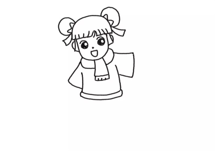 提著燈籠的小女孩簡筆畫怎么畫
