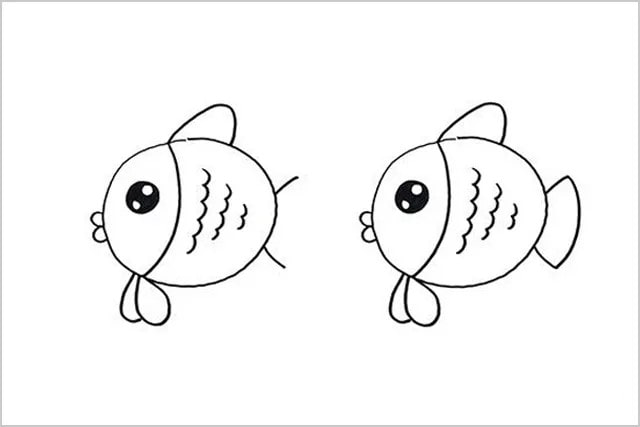 兒童簡筆畫圖片小魚簡單