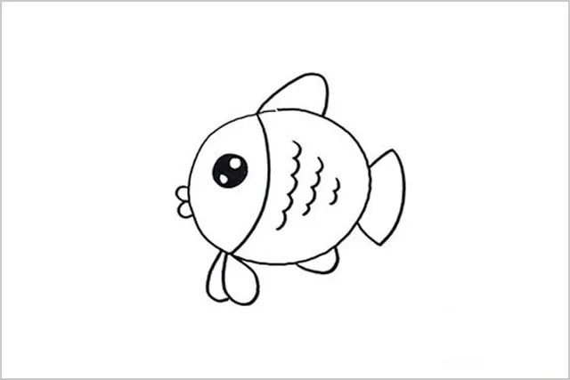 兒童簡筆畫圖片小魚簡單