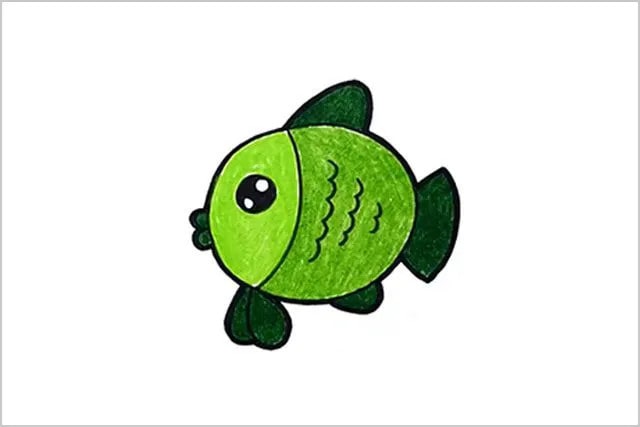兒童簡筆畫圖片小魚簡單