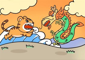 龍爭虎斗簡筆畫怎么畫圖片