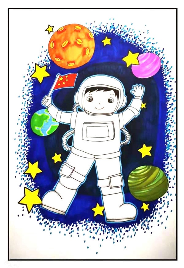 卡通宇航員簡筆畫怎么畫圖片