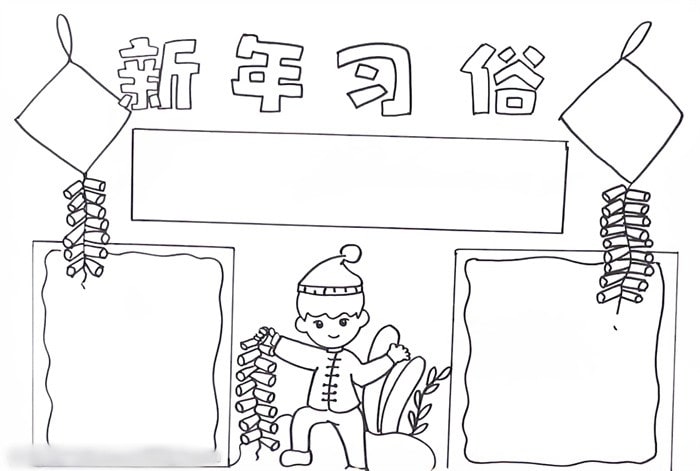 新年習(xí)俗手抄報(bào)圖片怎么畫
