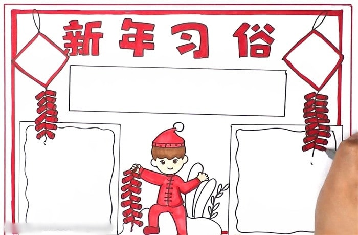 新年習(xí)俗手抄報(bào)圖片怎么畫