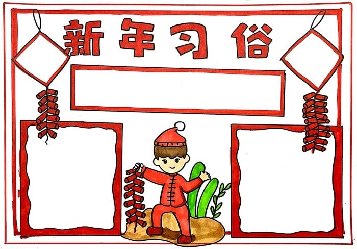 新年習(xí)俗手抄報(bào)圖片怎么畫