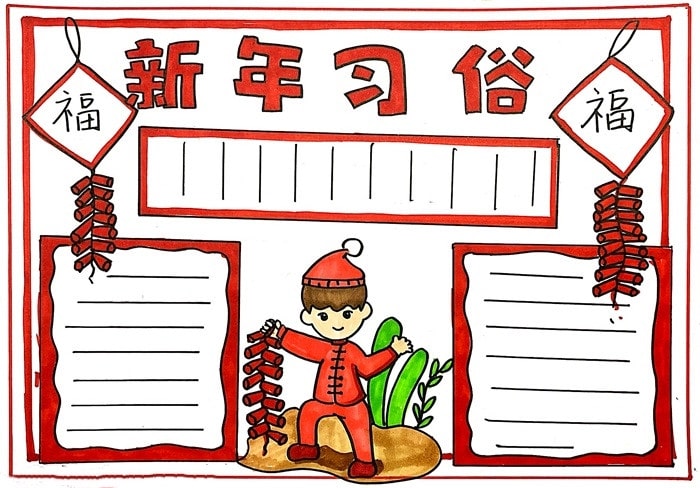 新年習(xí)俗手抄報(bào)圖片怎么畫