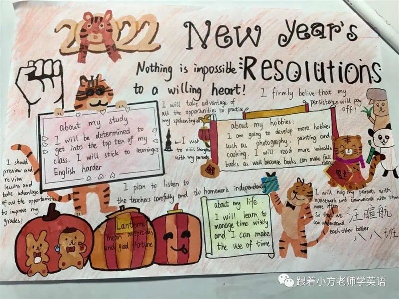 2022虎年新年英語手抄報（30p）