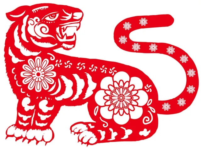 一組虎年春節(jié)剪紙老虎圖片