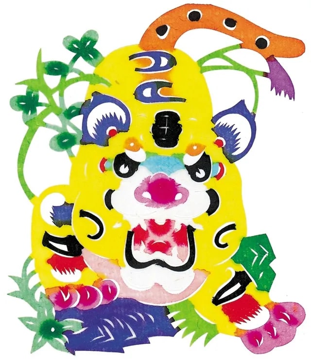 一組虎年春節(jié)剪紙老虎圖片
