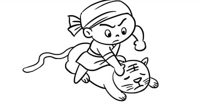 武松打虎兒童簡筆畫