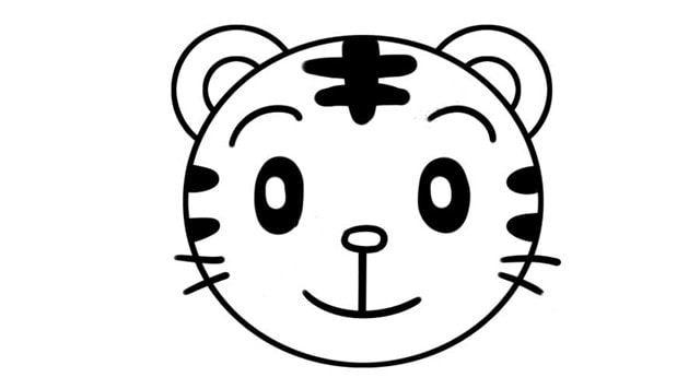 萌萌的老虎頭簡(jiǎn)筆畫(huà)教程簡(jiǎn)單