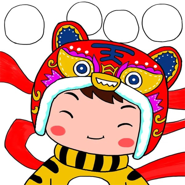 虎年畫(huà)老虎簡(jiǎn)筆畫(huà)之《虎頭帽》