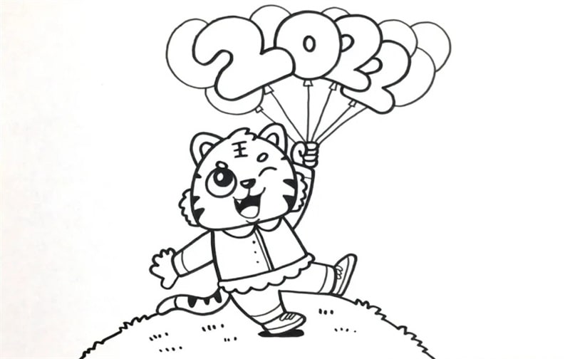 虎年春節(jié)兒童畫簡單又漂亮